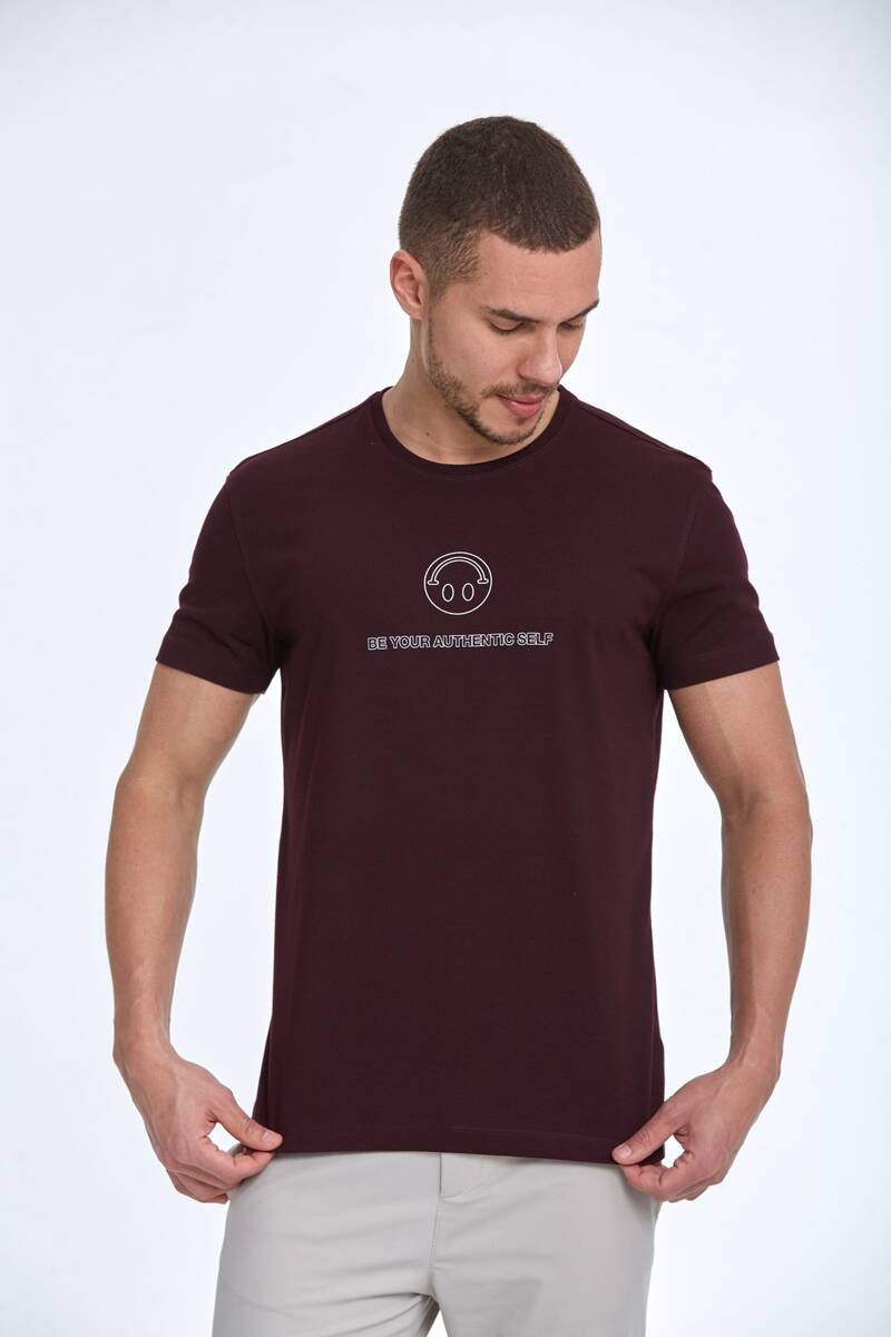 Kai Printed Men's T-Shirt Claret Red - 1