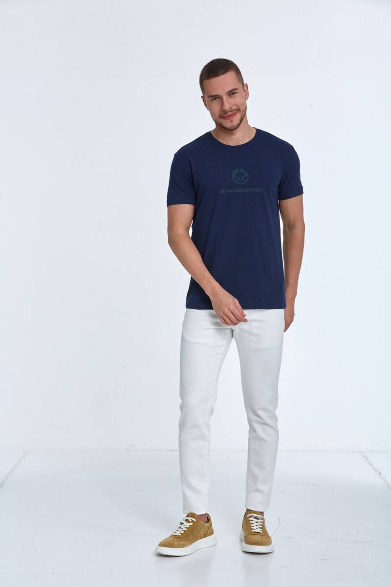 Kai Printed Men's T-Shirt Navy Blue - 2