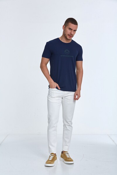 Kai Printed Men's T-Shirt Navy Blue - 4