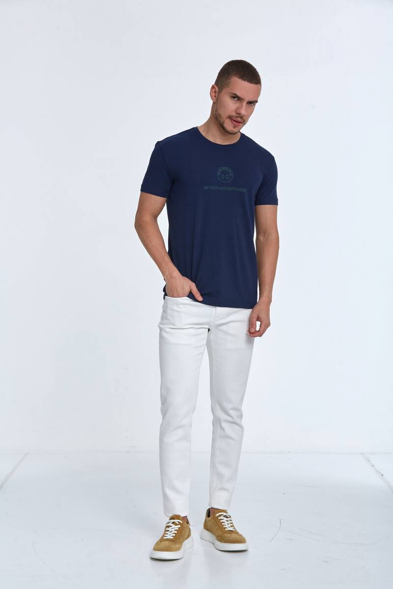 Kai Printed Men's T-Shirt Navy Blue - 4