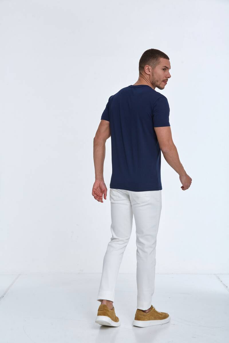 Kai Printed Men's T-Shirt Navy Blue - 5
