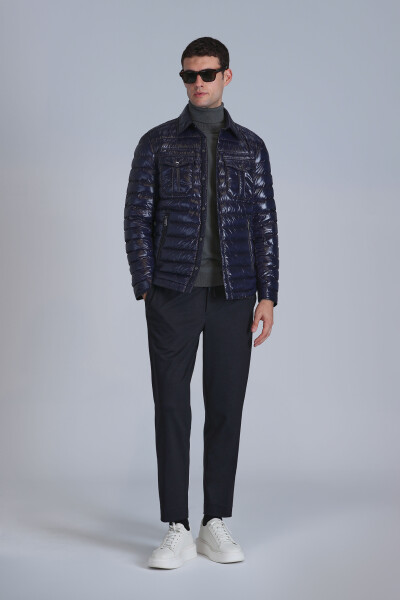 Kane Goose Down Men's Coat Navy Blue - LUFIAN