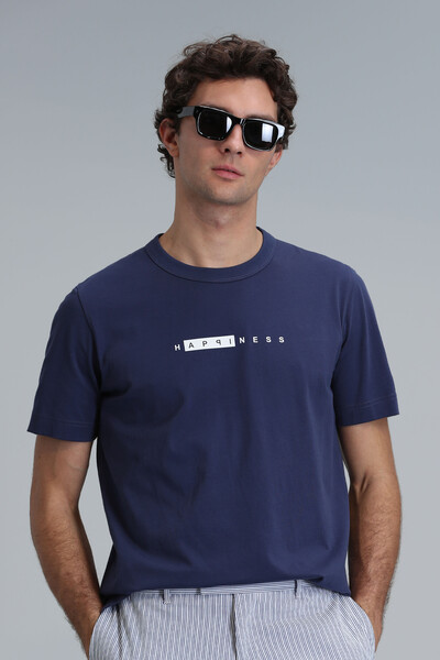 Kane Modern Graphic T-Shirt Light Navy Blue - 3