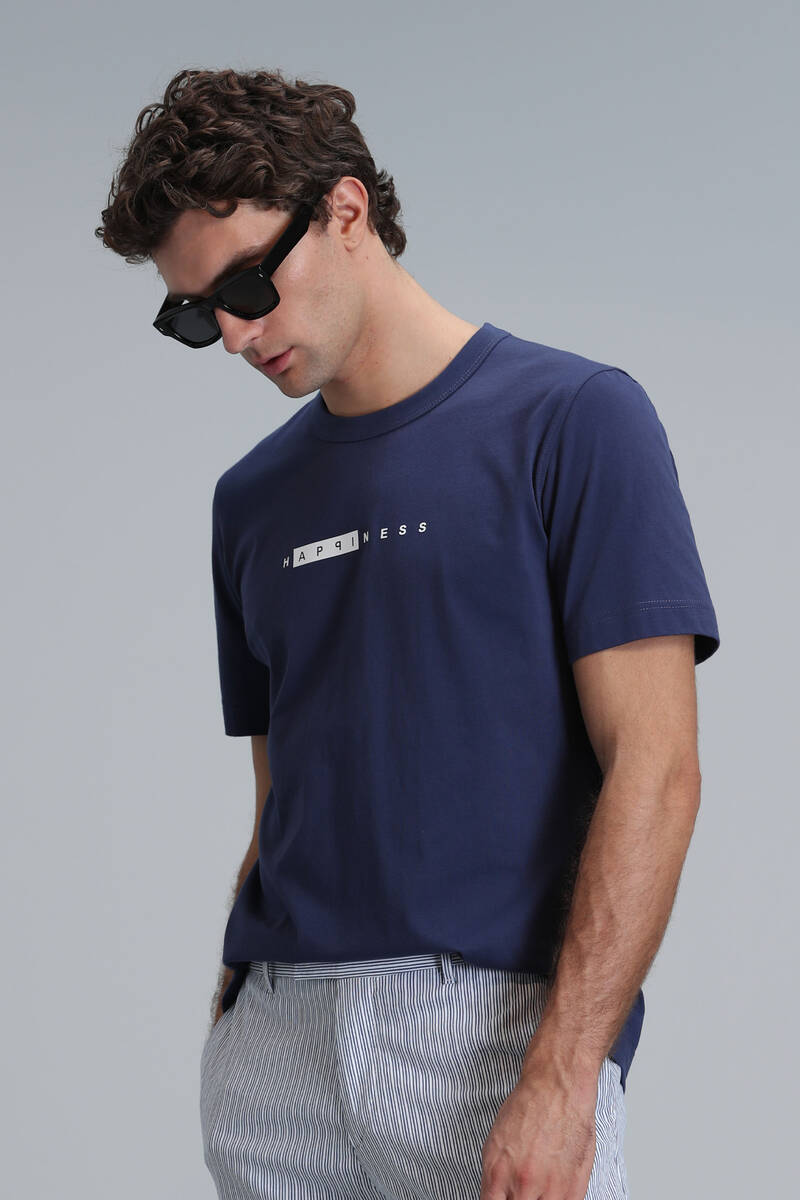Kane Modern Graphic T-Shirt Light Navy Blue - 5