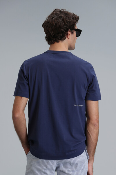 Kane Modern Graphic T-Shirt Light Navy Blue - 6