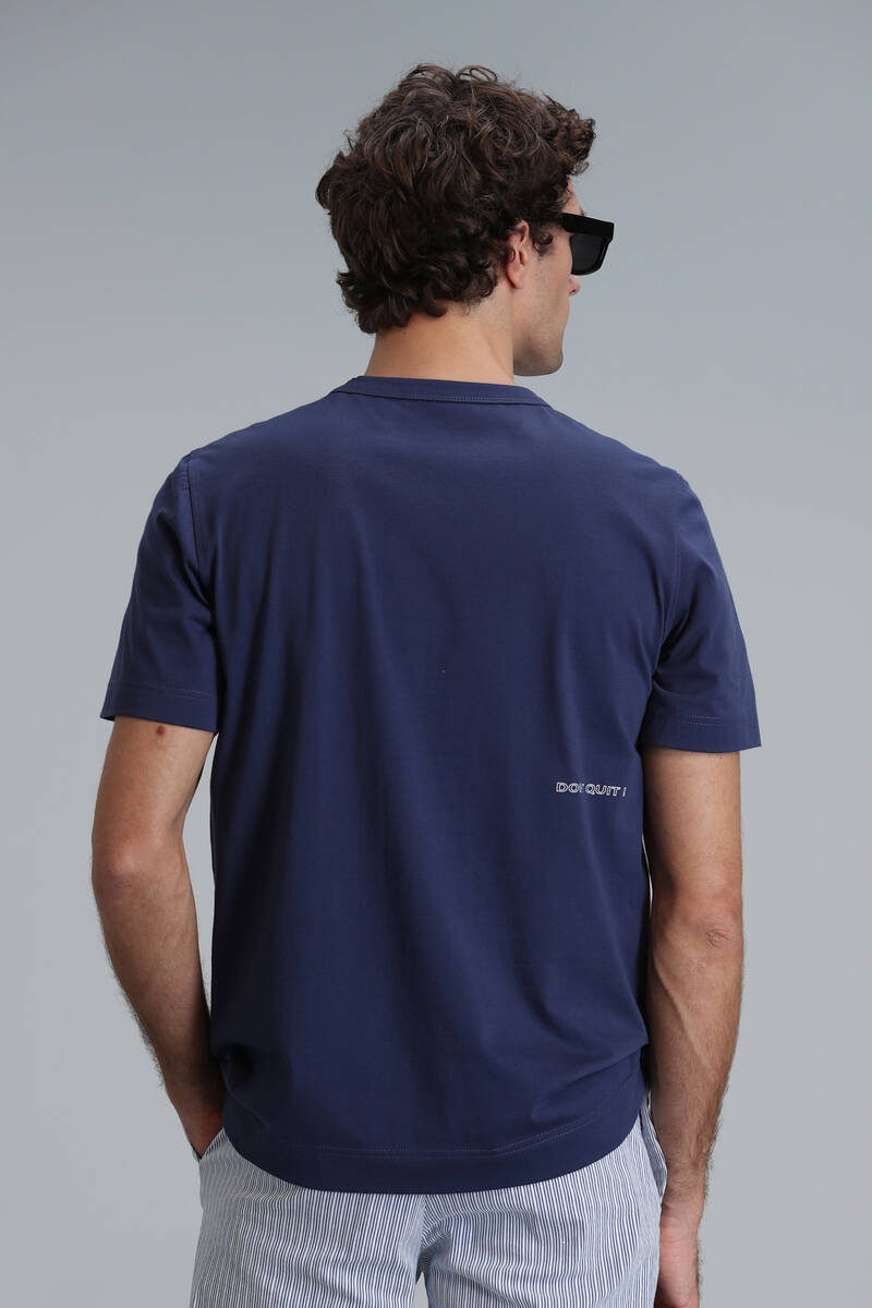 Kane Modern Graphic T-Shirt Light Navy Blue - 6