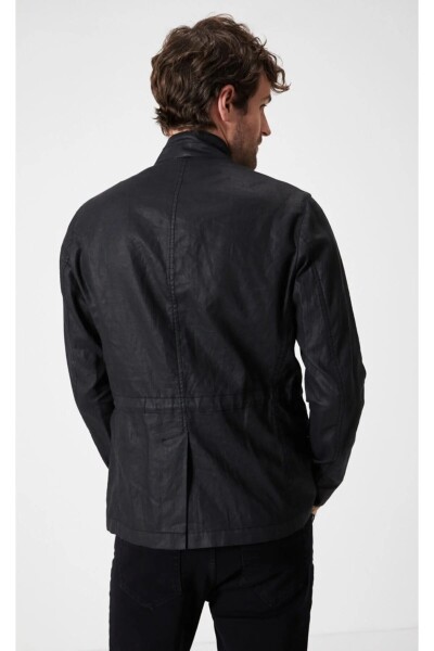 Karbe Black Color Pure Linen Safari Jacket - 3