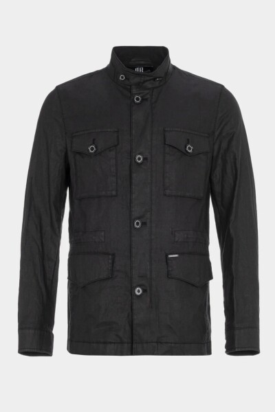 Karbe Black Color Pure Linen Safari Jacket - 4