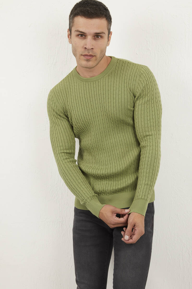 Karl Crew Neck Men's Sweater Green - 2