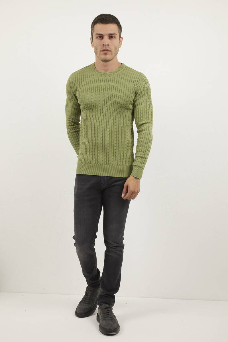 Karl Crew Neck Men's Sweater Green - 1