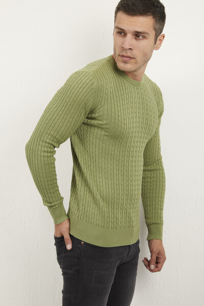 Karl Crew Neck Men's Sweater Green - 3