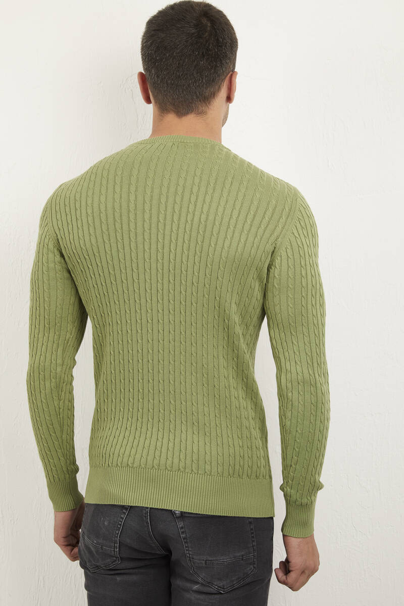 Karl Crew Neck Men's Sweater Green - 4