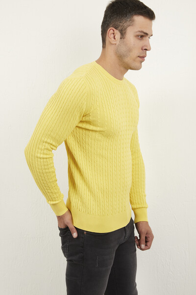 Karl Crew Neck Men's Sweater Yellow - 3