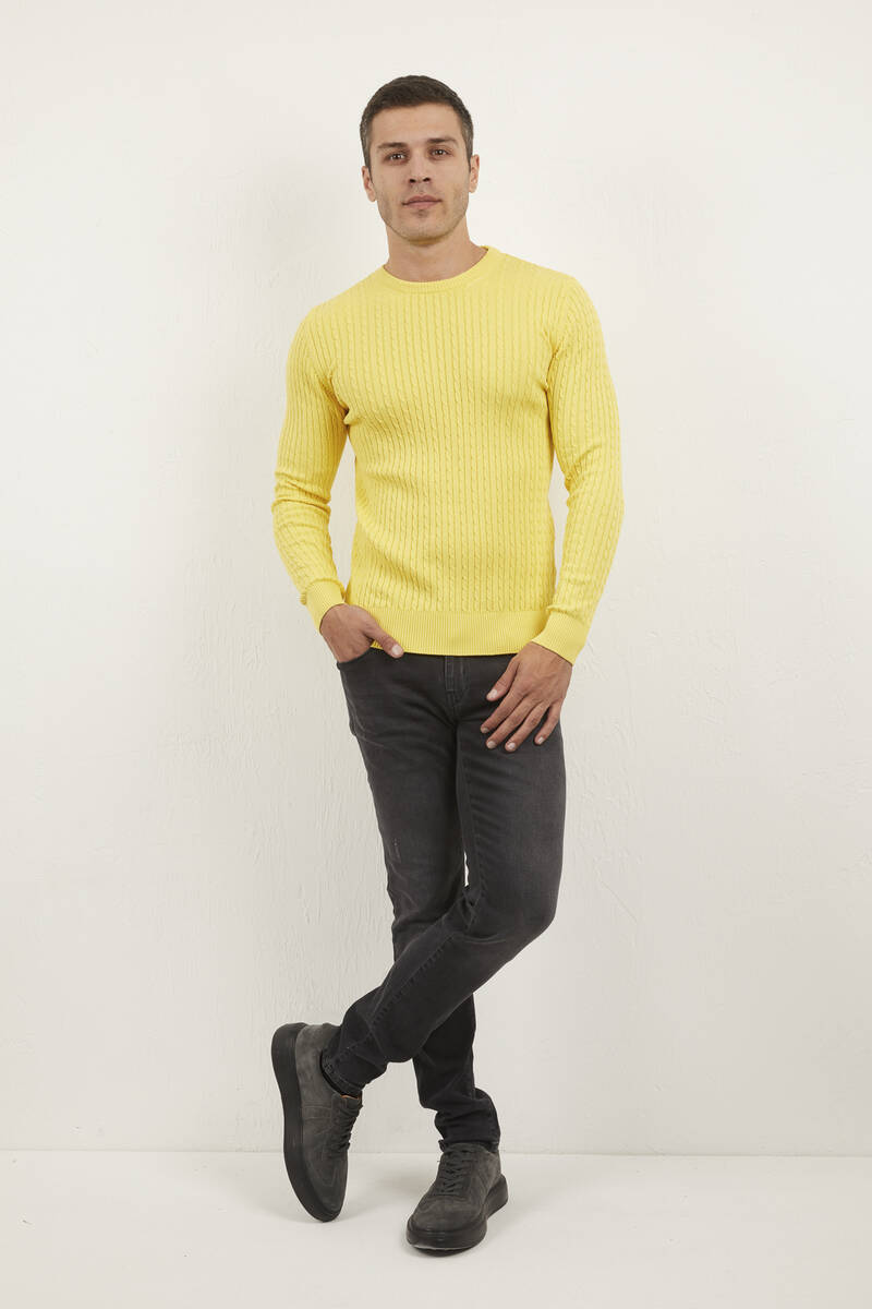 Karl Crew Neck Men's Sweater Yellow - 1