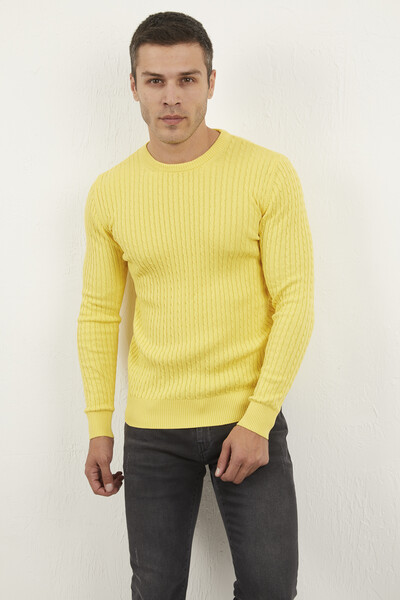 Karl Crew Neck Men's Sweater Yellow - 2