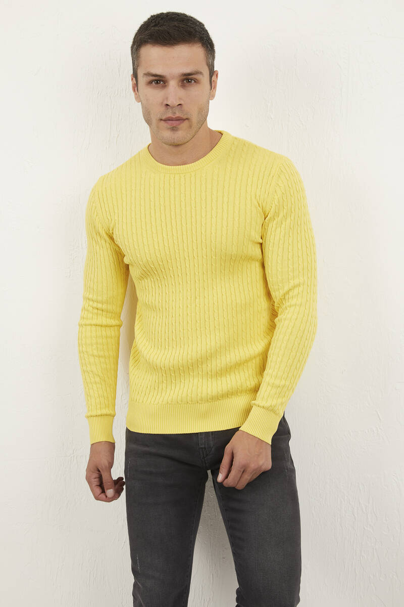 Karl Crew Neck Men's Sweater Yellow - 2