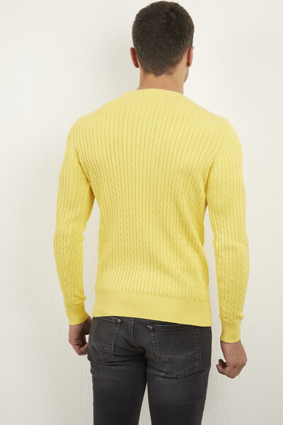 Karl Crew Neck Men's Sweater Yellow - 4