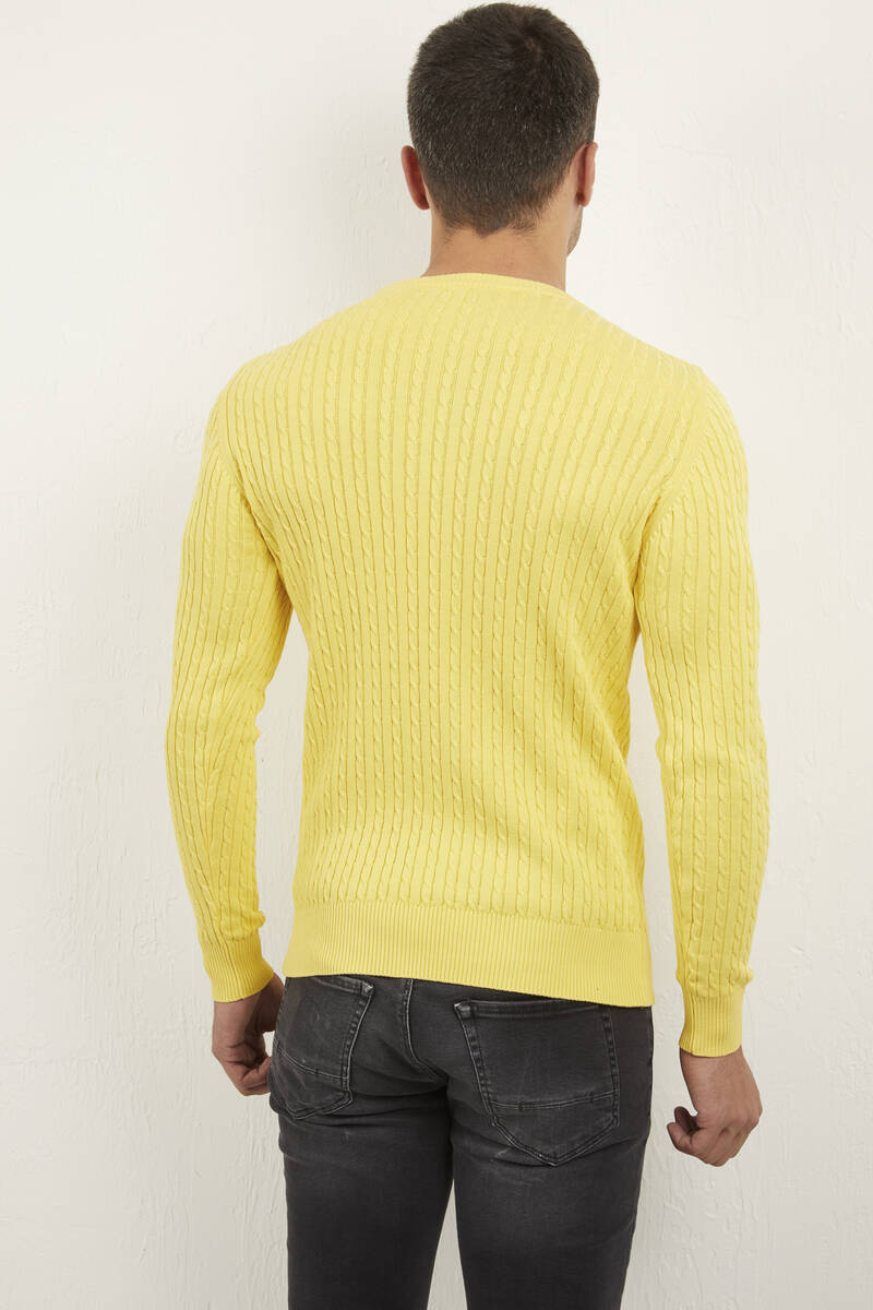 Karl Crew Neck Men's Sweater Yellow - 4