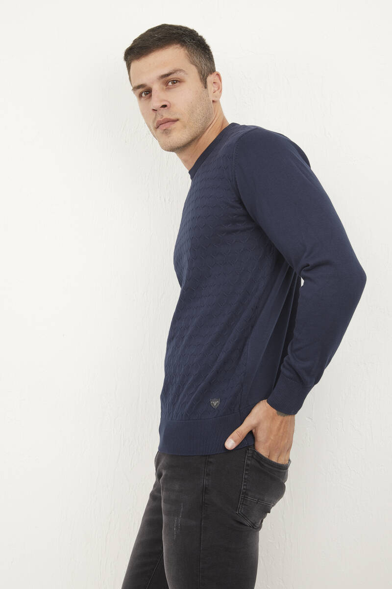 Kendall Crew Neck Men's Knitwear Sweater Navy Blue - 3