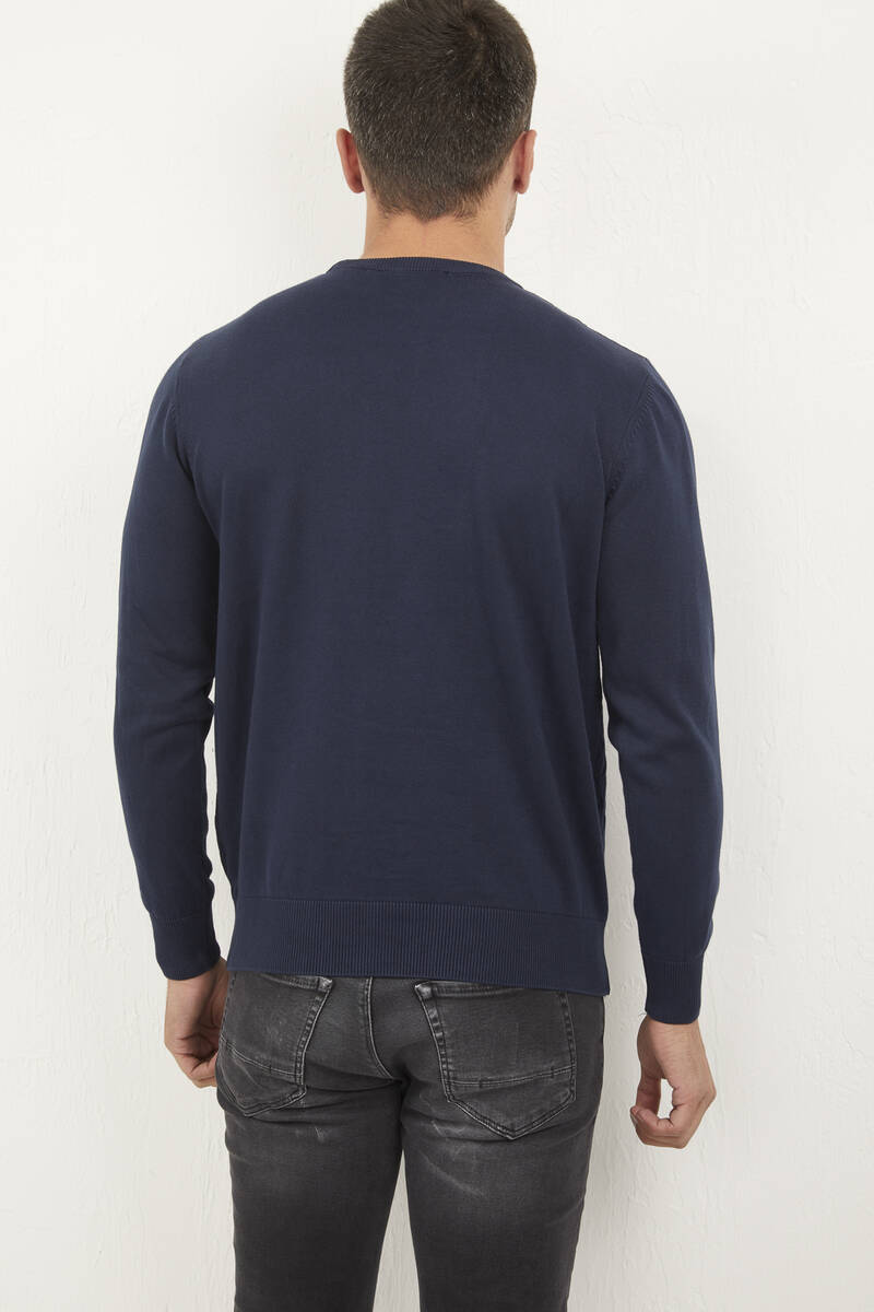 Kendall Crew Neck Men's Knitwear Sweater Navy Blue - 4