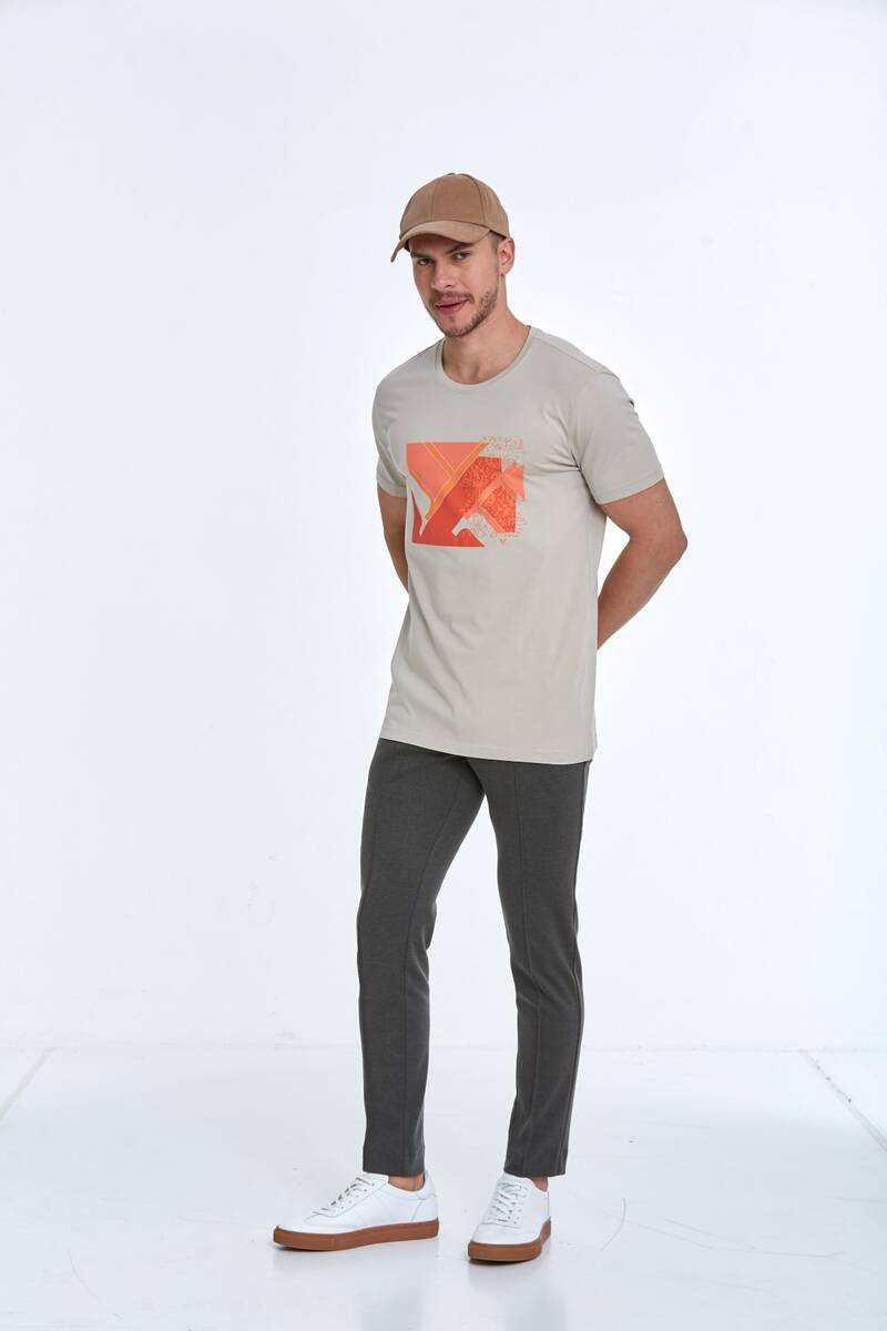 Хлопковая футболка с геометрическим рисунком и принтом