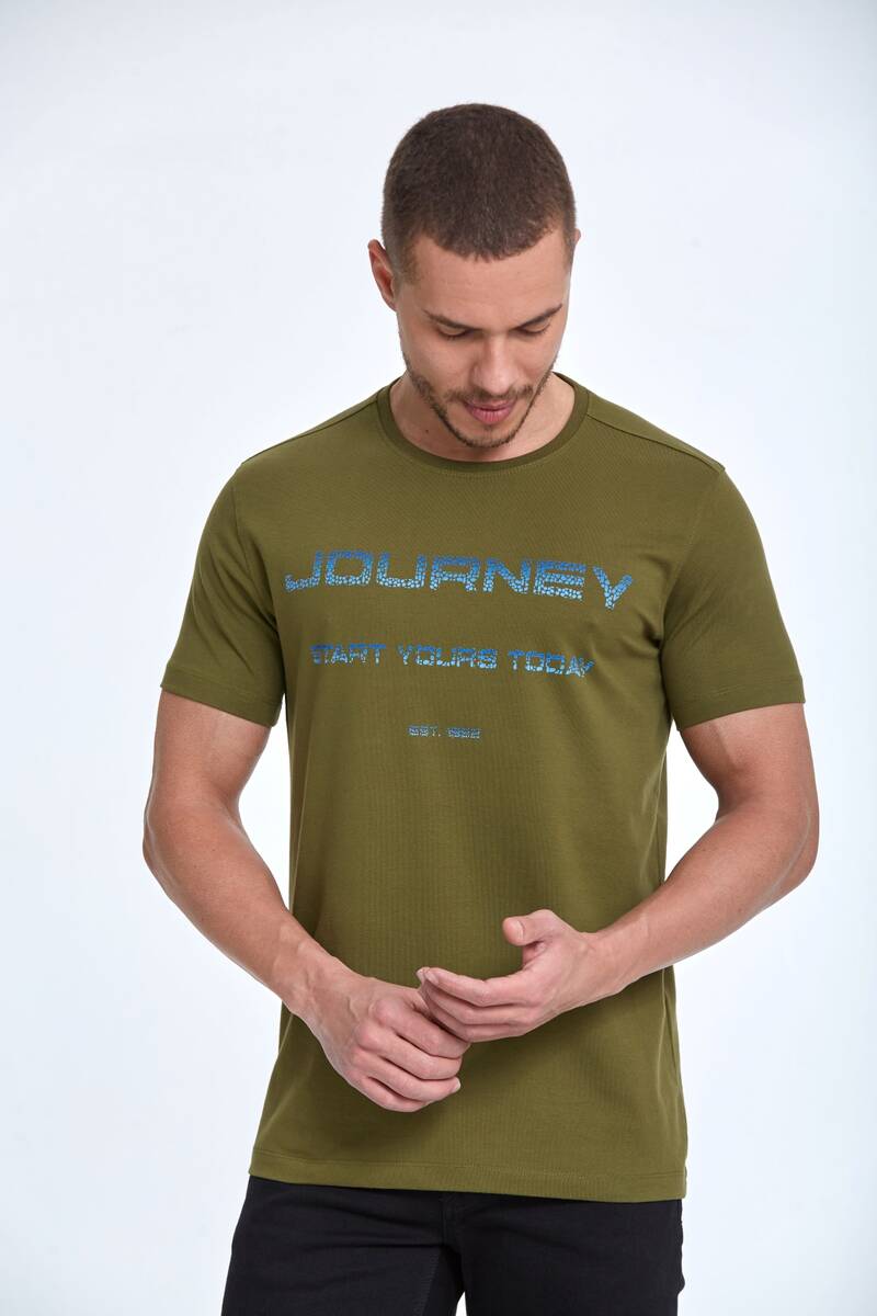 Хлопковая футболка с круглым вырезом и принтом Journey