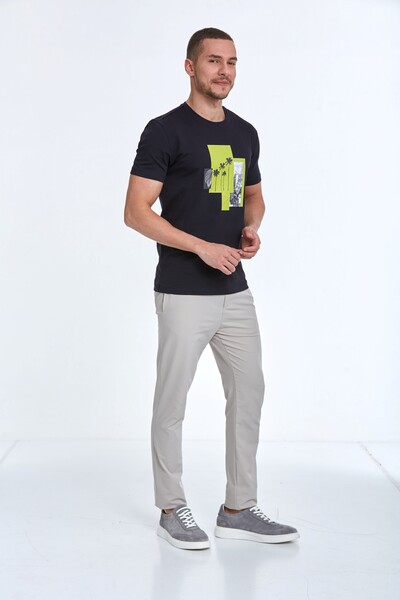 Хлопковая футболка с круглым вырезом и принтом пальм - 8