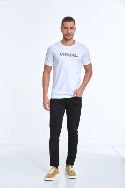Хлопковая футболка с круглым вырезом и принтом Visual - Thumbnail