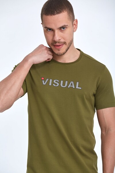 Хлопковая футболка с круглым вырезом и принтом Visual - Thumbnail