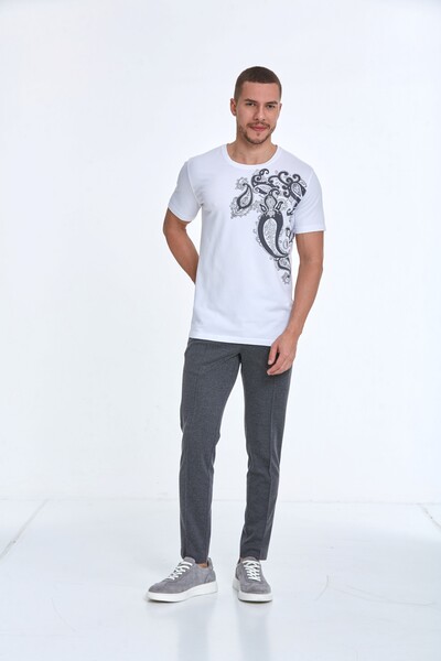 VOLTAJ - Хлопковая футболка с круглым вырезом и узором пейсли (1)