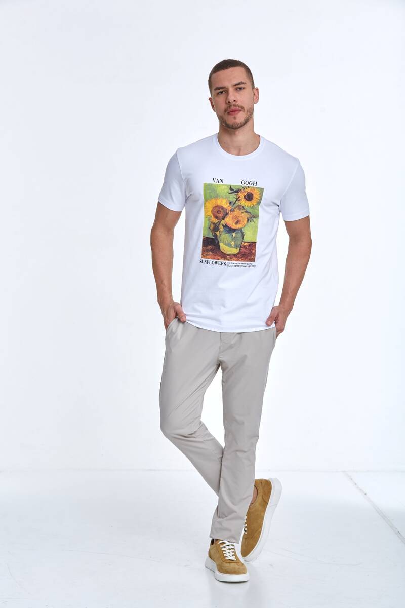 Хлопковая футболка с принтом Подсолнухи Van Gogh