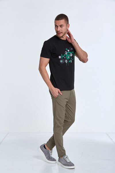 VOLTAJ - Хлопковая мужская футболка с геометрическим принтом