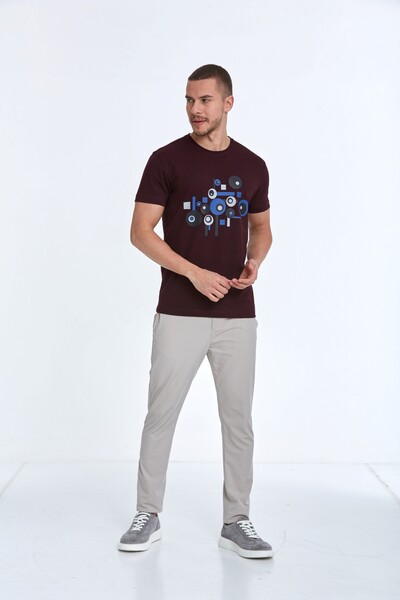 Хлопковая мужская футболка с геометрическим принтом - Thumbnail
