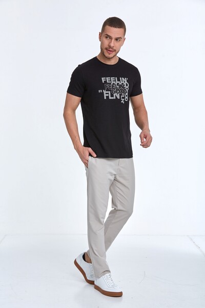 VOLTAJ - Хлопковая мужская футболка с принтом Feelin Good (1)