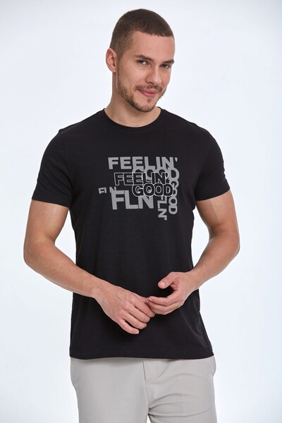 Хлопковая мужская футболка с принтом Feelin Good - Thumbnail