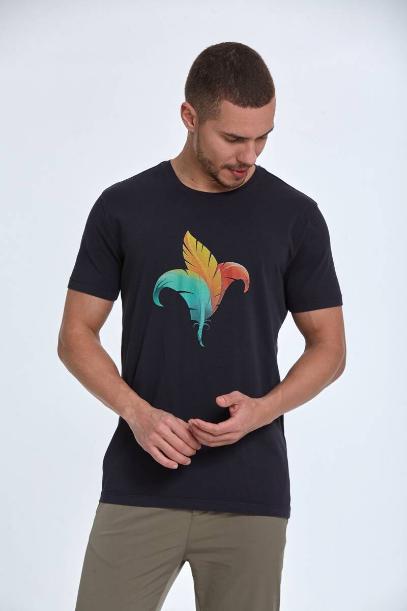 Хлопковая мужская футболка с принтом перьев