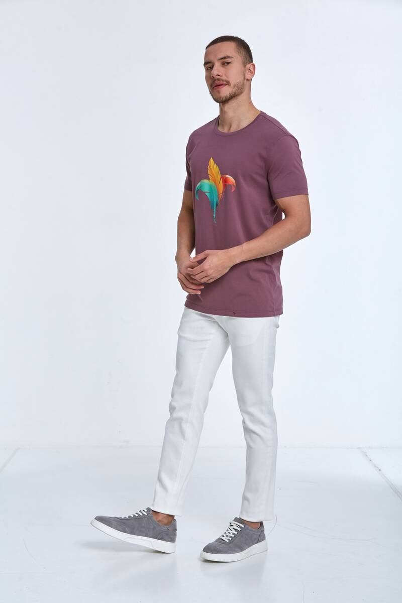 Хлопковая мужская футболка с принтом перьев