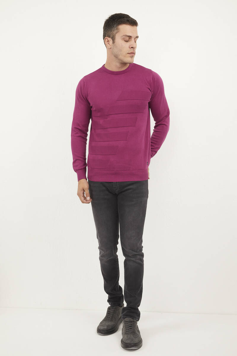 Трикотажный свитер с узором и круглым вырезом из хлопка с краской