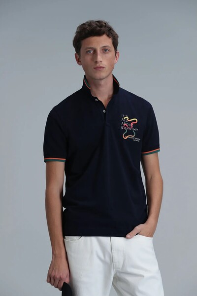 King Smart Men's Polo T-Shirt Navy Blue 