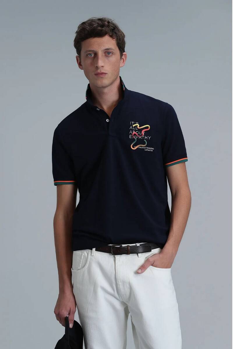 King Smart Men's Polo T-Shirt Navy Blue - 3