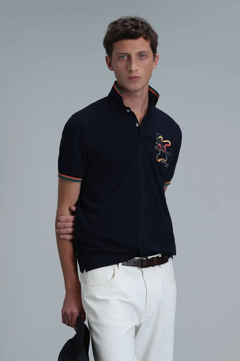 King Smart Men's Polo T-Shirt Navy Blue - 5