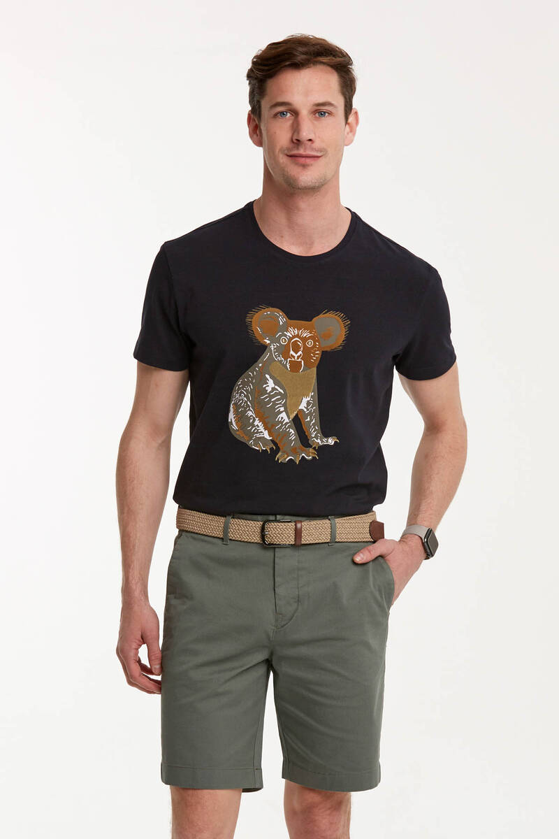 Koala Printed Round Neck Men's T-Shirt