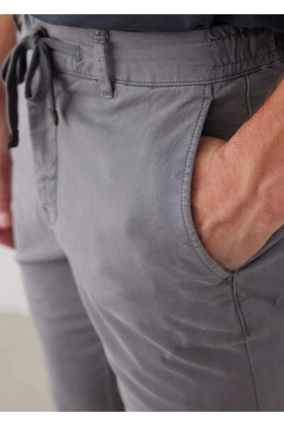 Lango Gri Renk Esnek Belli Kordonlu Chino Pantolon - 6