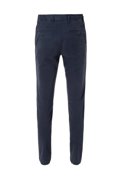 Lango Lacivert Renk Esnek Belli Kordonlu Chino Pantolon - 4