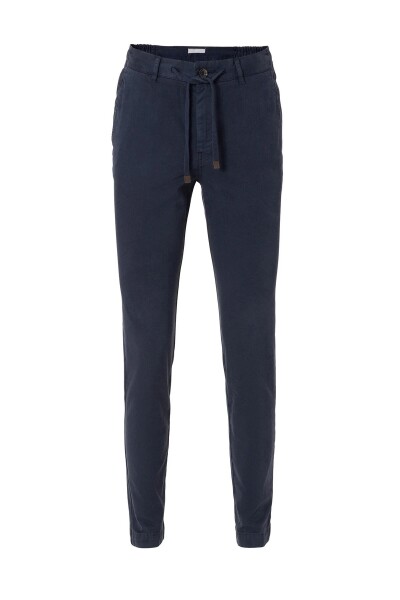 Lango Navy Blue Flexible Waistband Chino Trousers - 1