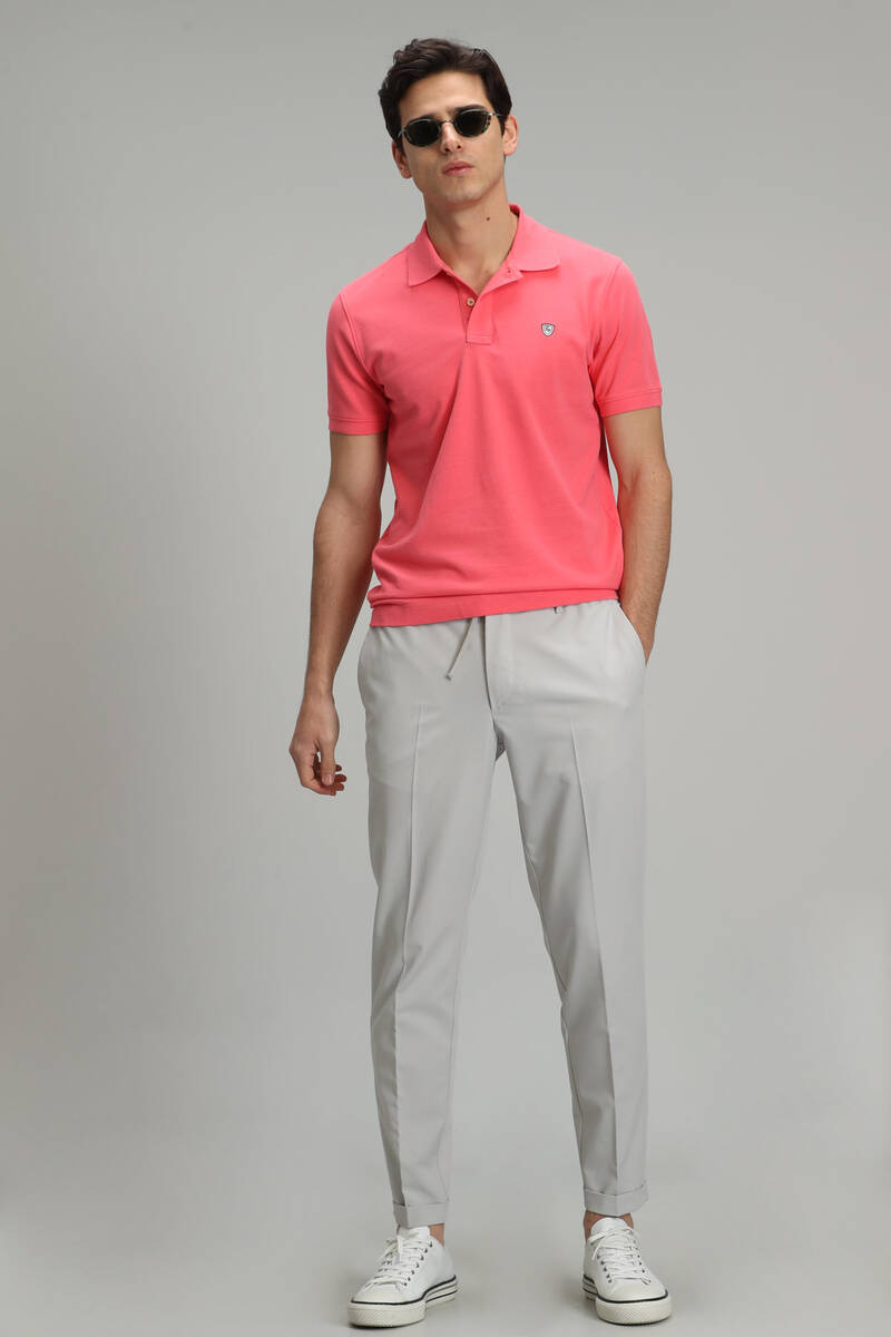 Laon Spor Polo Yaka Erkek Tişört Şeker Pembe - 4