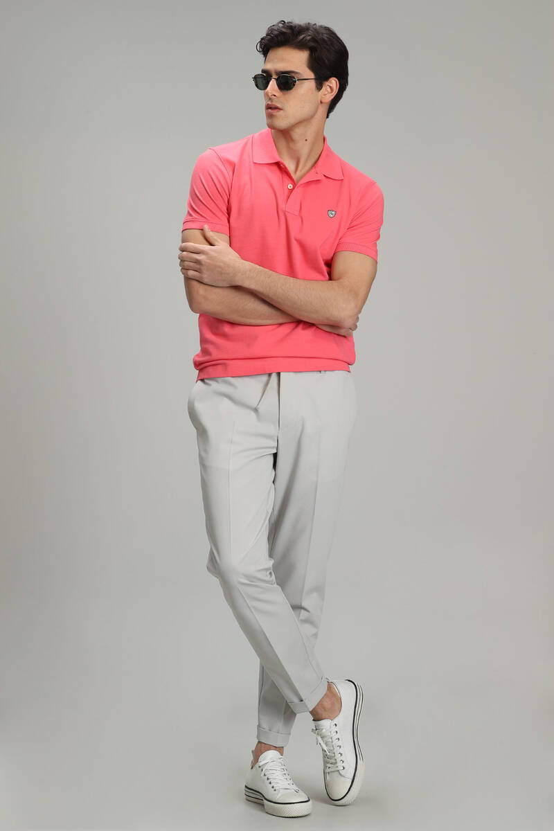 Laon Spor Polo Yaka Erkek Tişört Şeker Pembe - 5