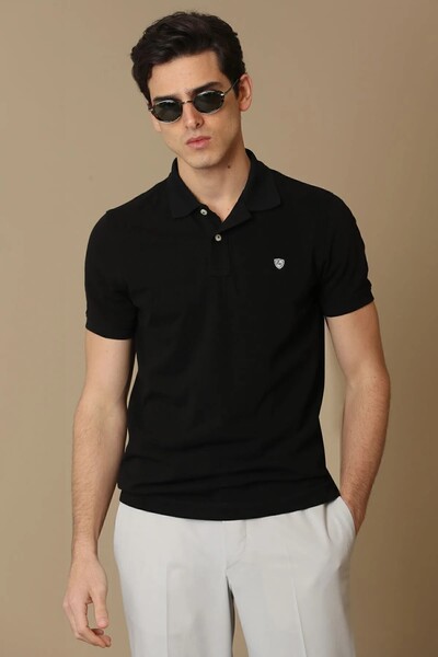 Laon Sports Polo Neck Men's T-Shirt Black - 1