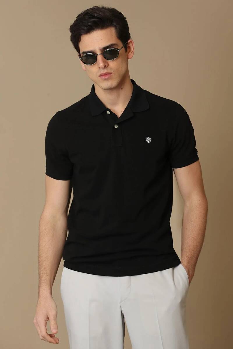 Laon Sports Polo Neck Men's T-Shirt Black - 1