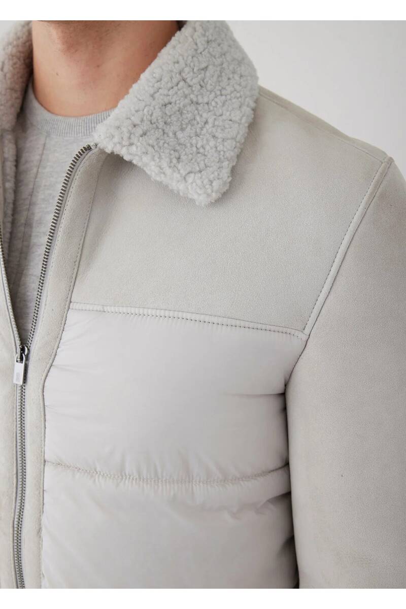 Larton Light Beige Furry Suede Coat - 2